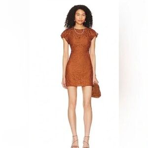 NWT FREE PEOPLE HAILEE MINI DRESS, LACE FLORAL PRETTY PENNY